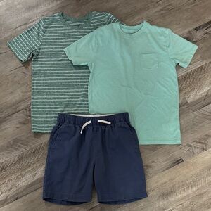 Boys 12 bundle- 2 tees/1 shorts Crewcuts Navy Shorts/teal tee + striped tee
